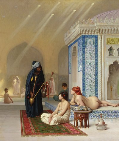 Zwembad in een harem door Jean Leon Gerome
