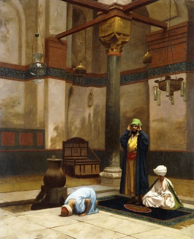 Drie Mensen die Bidden in de Hoekmoskee door Jean Leon Gerome