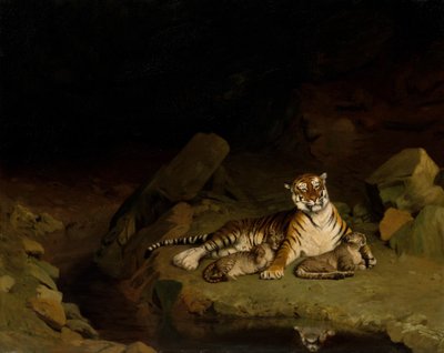 Tijger en Welpen, ca. 1884 door Jean Leon Gerome