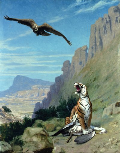 Tijger en Gier door Jean Leon Gerome
