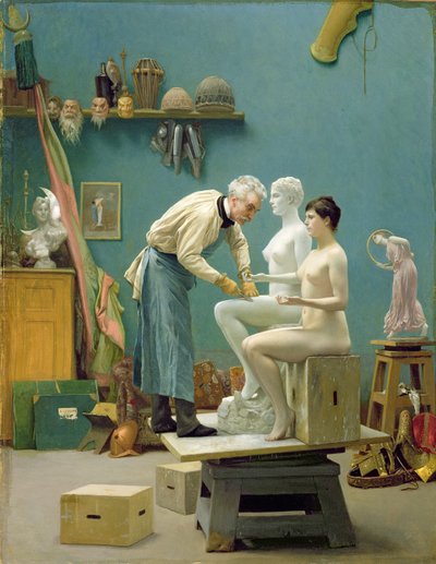Werken in marmer, of de kunstenaar beeldhouwt Tanagra door Jean Leon Gerome