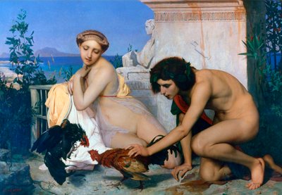 Jonge Grieken moedigen hanen aan om te vechten, 1846 door Jean Leon Gerome
