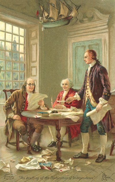 Opstellen van de Onafhankelijkheidsverklaring van de Verenigde Staten, Philadelphia, Pennsylvania door Jean Leon Gerome Ferris