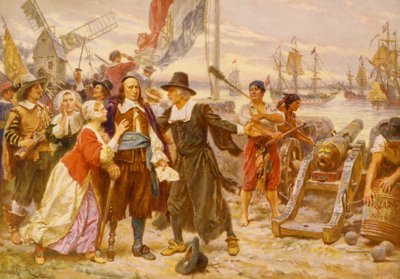 De val van Nieuw Amsterdam, ca. 1930 door Jean Leon Gerome Ferris