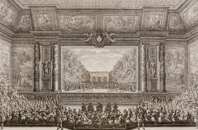 De feesten van Liefde en Bacchus door Jean-Baptiste Lully uitgevoerd in 1668 in het Kleine Park van Versailles, tijdens het festival in opdracht van door Jean Lepautre