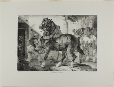 Een Franse hoefsmid, plaat 12 uit Diverse onderwerpen Naar het leven en op steen getekend (De Engelse suite) door Jean Louis André Théodore Géricault