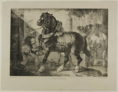 Een Franse hoefsmid, plaat 12 van Diverse onderwerpen Getekend uit het leven op steen door Jean Louis André Théodore Géricault