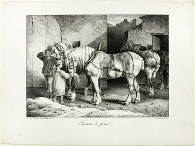 Boerderij Paarden door Jean Louis André Théodore Géricault