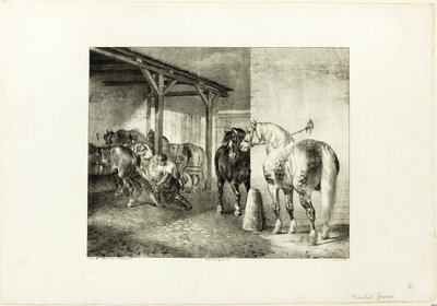 Hoefsmederij door Jean Louis André Théodore Géricault