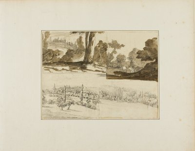Vier landschappen door Jean Louis André Théodore Géricault