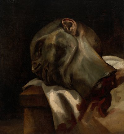 Hoofd van een geguillotineerde man door Jean Louis André Théodore Géricault