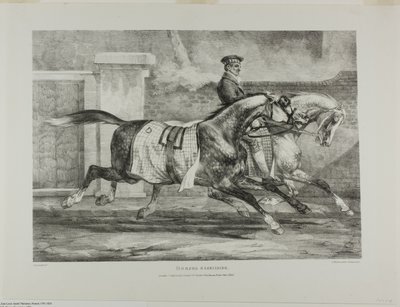 Paarden in beweging, plaat 6 van diverse onderwerpen getekend uit het leven en op steen (De Engelse Suite) door Jean Louis André Théodore Géricault