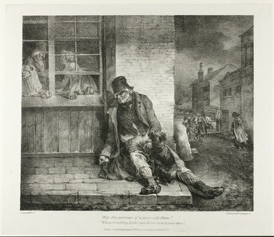 Heb medelijden met het leed van een arme oude man!... plaat 2 van diverse onderwerpen getekend uit het leven op steen door Jean Louis André Théodore Géricault