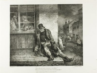 Heb medelijden met de zorgen van een arme oude man!... plaat 2 uit verschillende onderwerpen, getekend uit het leven en op steen (De Engelse suite) door Jean Louis André Théodore Géricault