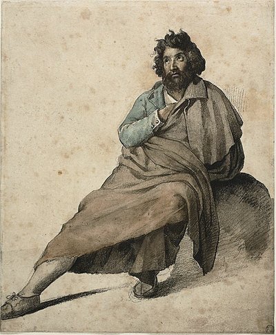 Zittende Italiaanse boer door Jean Louis André Théodore Géricault