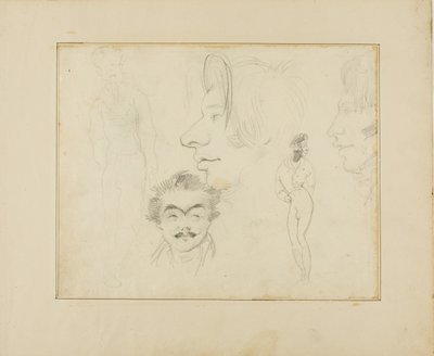Blad met karikaturen door Jean Louis André Théodore Géricault