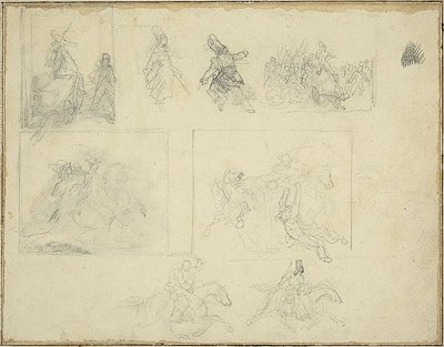 Schetsen voor militaire composities door Jean Louis André Théodore Géricault