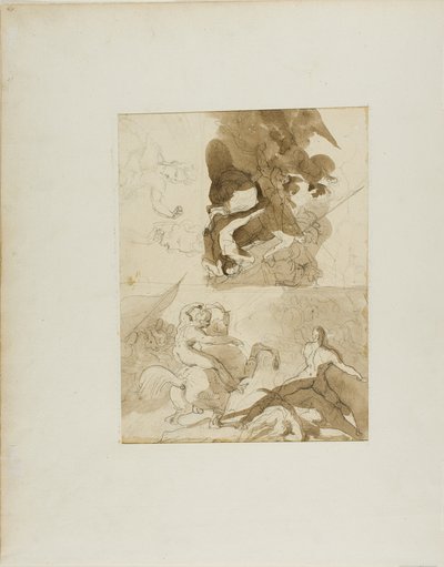 Schetsen voor een cavalerieslag door Jean Louis André Théodore Géricault