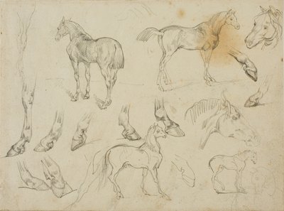 Schetsen van een paard door Jean Louis André Théodore Géricault