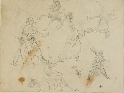 Studies van smeden en paarden door Jean Louis André Théodore Géricault