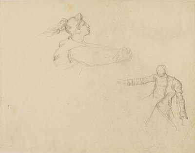 Studies van een vrouw en een soldaat door Jean Louis André Théodore Géricault