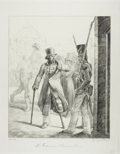 Zwitserse wacht in het Louvre door Jean Louis André Théodore Géricault