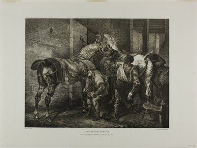 De Engelse hoefsmid, plaat 10 uit Diverse onderwerpen Getekend uit het leven en op steen (De Engelse suite) door Jean Louis André Théodore Géricault