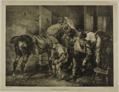 De Engelse hoefsmid, plaat 10 van Diverse onderwerpen Getekend uit het leven op steen door Jean Louis André Théodore Géricault