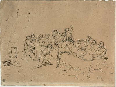 De redding van de overlevenden van het vlot van de Medusa door Jean Louis André Théodore Géricault