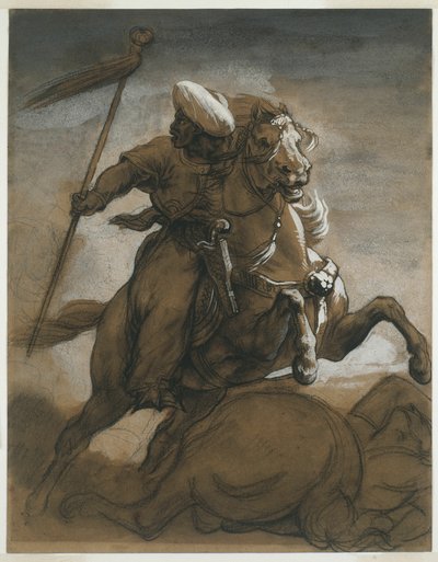Turkse cavalerist in gevecht door Jean Louis André Théodore Géricault
