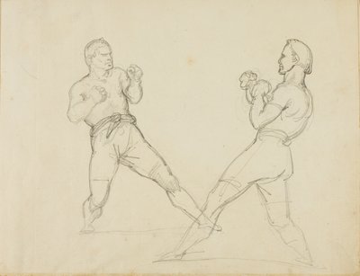 Twee boksers sparren door Jean Louis André Théodore Géricault