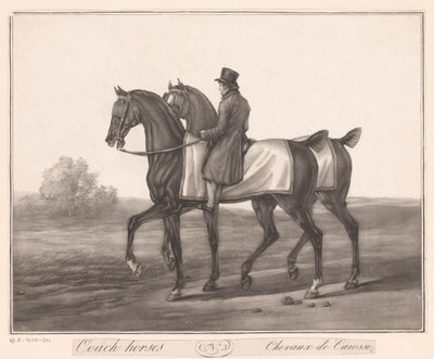 Ruiter begeleidt twee paarden door Jean Louis Darcis (attributed to)