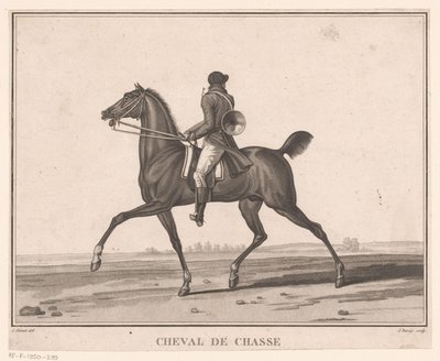 Ruiter te paard met jachthoorn door Jean Louis Darcis