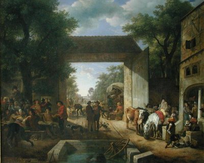 Een Markt bij de Poorten van een Herberg door Jean Louis De Marne