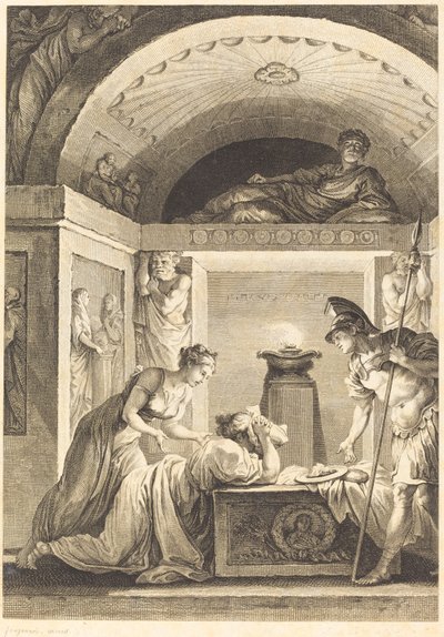 De Matrone van Efeze door Jean Louis Delignon and Antoine Jean Duclos after Jean Honoré Fragonard