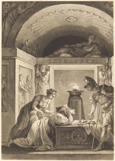 De matrone van Efeze door Jean Louis Delignon and Antoine Jean Duclos after Jean Honoré Fragonard
