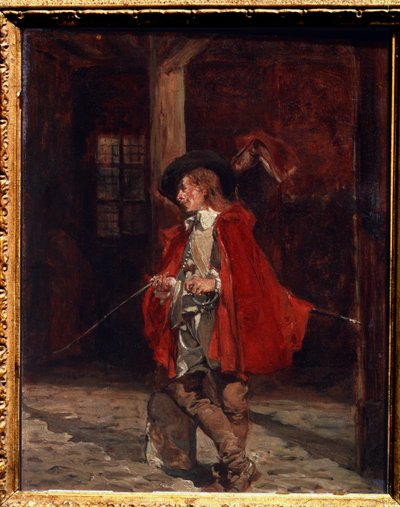 Zwaardvechter in een rode mantel door Jean Louis Ernest Meissonier