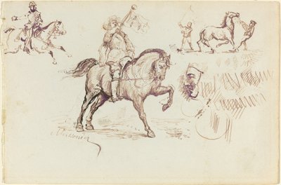 De heraut van Murcia en andere studies (recto) door Jean Louis Ernest Meissonier