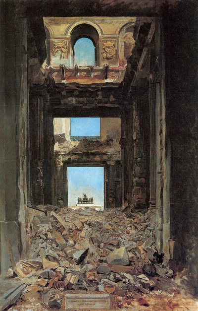 De ruïnes van het Tuilerieënpaleis na de Commune van 1871 door Jean Louis Ernest Meissonier