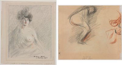 Courtisane (recto) Figuren schetsen (verso) door Jean Louis Forain