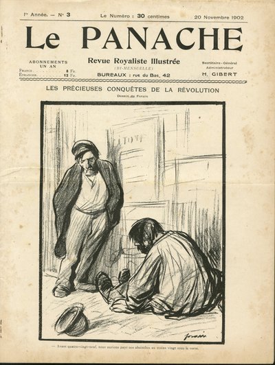 Illustratie door Jean-Louis Forain (1852-1931) voor de omslag van Le Panache, royalistisch geïllustreerd tijdschrift door Jean Louis Forain