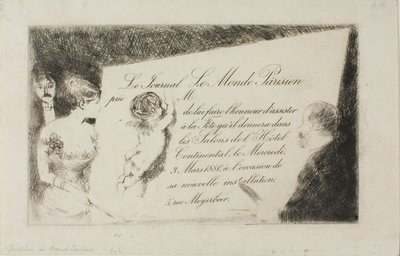 Uitnodiging van de krant "Le Monde Parisien door Jean Louis Forain