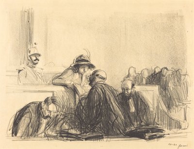 Advocaat praat met zijn cliënt door Jean Louis Forain