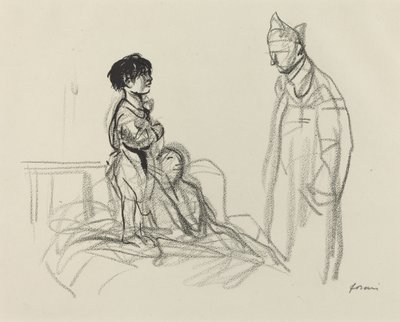 Moeder en Kind Bezocht door Soldaat in Ziekenhuis, ca. 1914-1919 door Jean Louis Forain