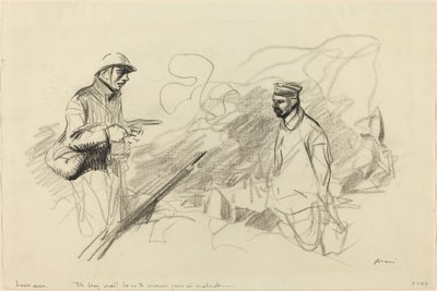 Poilu erkent Duitse soldaat, waarschijnlijk 1918 door Jean Louis Forain