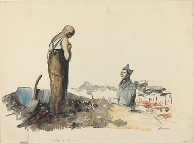 Poilu en Gevangene, c. 1914-1919 door Jean Louis Forain