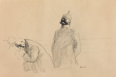Pruisische soldaat en burgers, ca. 1919 door Jean Louis Forain