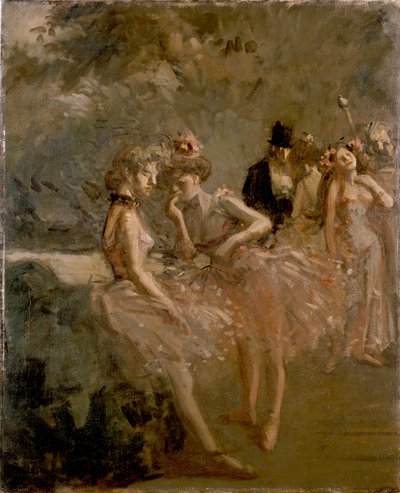 Scène in de coulissen van een theater door Jean Louis Forain