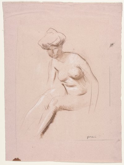 Zittende naakt, vierde kwart 1800s of eerste derde 1900s door Jean Louis Forain