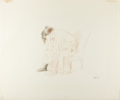 Zittende vrouw, hoofd in rechterhand door Jean Louis Forain